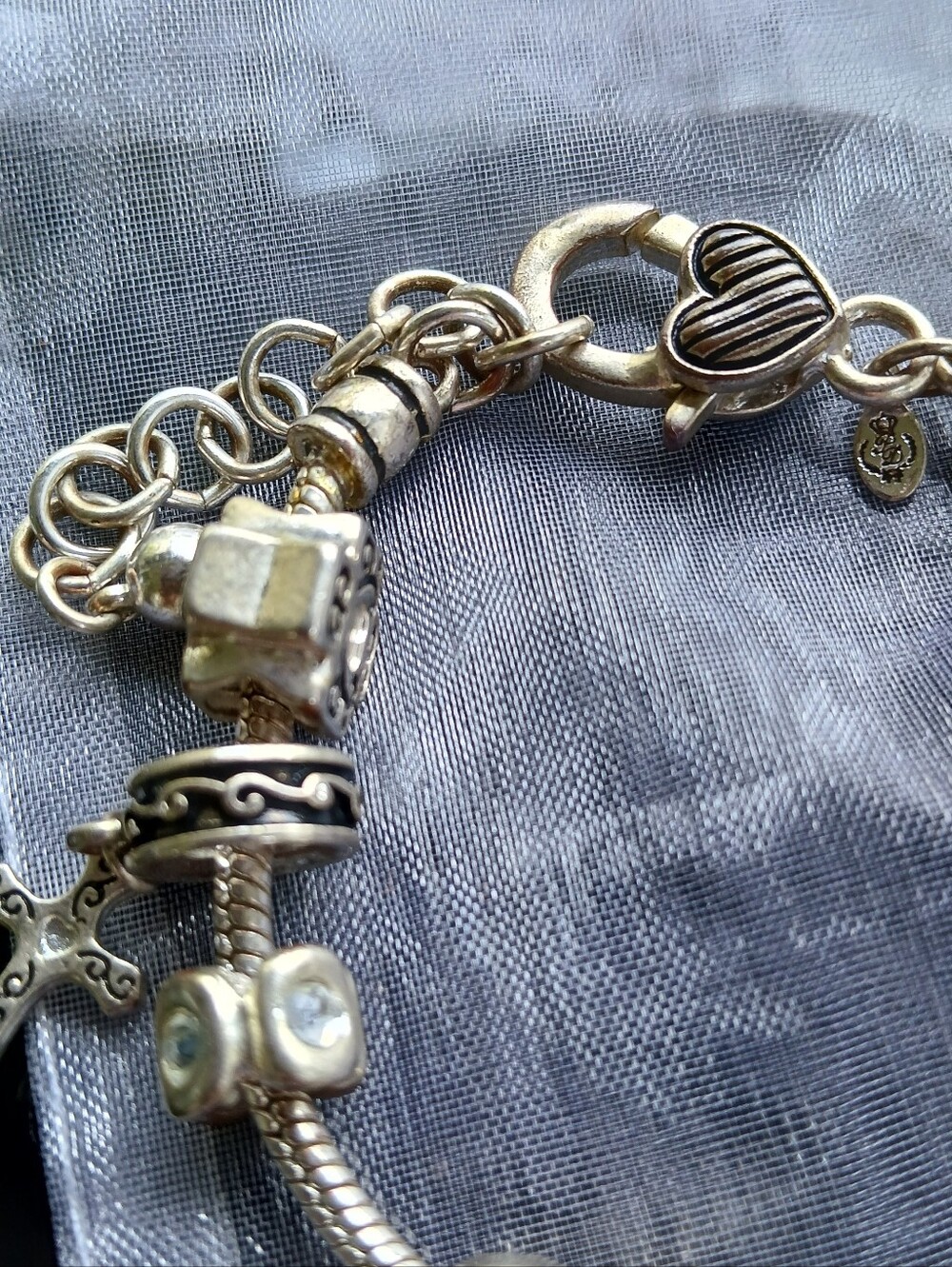 Premier Designs Charm Bracelet Silvertone Religious Cross Christian Jewelry - Picture 9 of 10